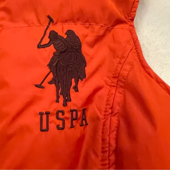 Ladies U.S. Polo Association Orange Puffer Vest Zip Front-Embroidered Logo-XL - Picture 8 of 8